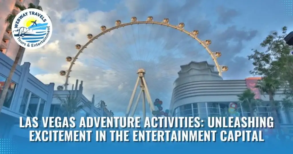 Exciting array of adventure activities in Las Vegas including zip-lining over the Mojave Desert, off-road racing, and hot air balloon rides, showcasing the thrill and diversity of outdoor activities available.